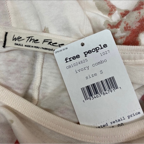 Free People NWT Floral Printed Arielle Top - Picture 6 of 6